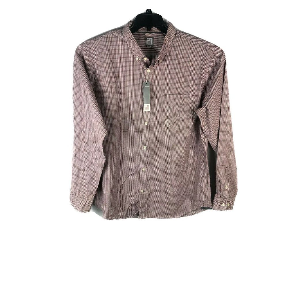 JCP Men's 2XL XXL Long Sleeve Button Red Black Check Cotton Casual Shirt A62